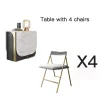 Light Luxury Folding Dining Table And Chair Set Small Apartment Modern Multifunctional Kitchen Rock Board Table Mesa Furniture