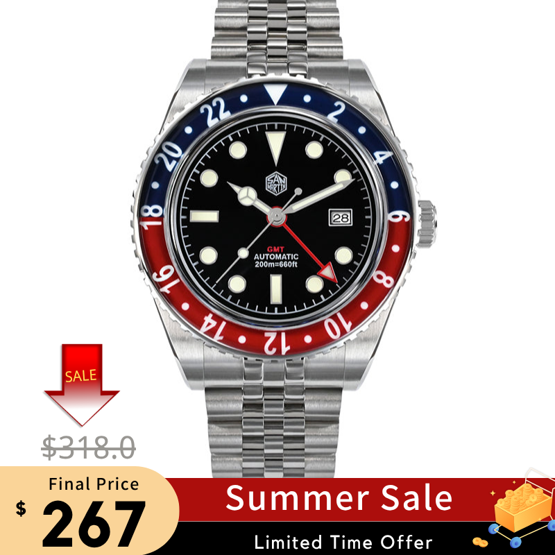 San Martin Vintage NH35 GMT Watch SN005-B2 – San Martin Watch