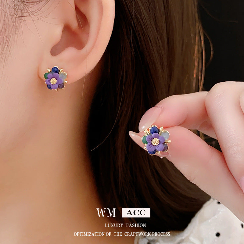 Minimalist Flower Flower Alloy Electroplating Stud Earrings