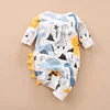 Spring Autumn New Baby Girl Boy Dinosaur Print Long Rompers