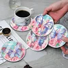 (US Local)[Upgrade]6pcs/set DIY Diamond Painting Waterproof Case Classic Butterfly Coaster Gift Decor Set
