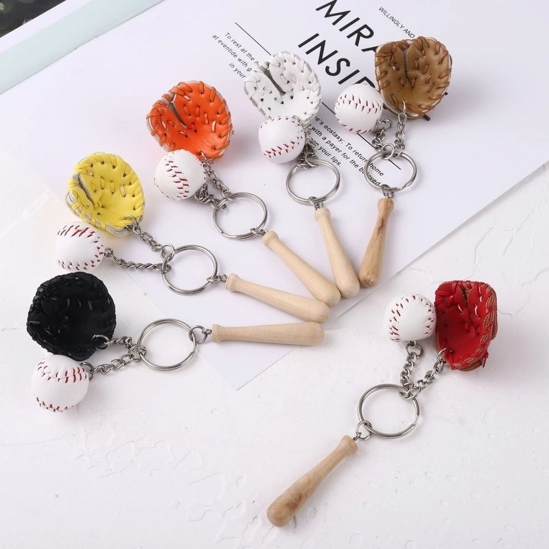 Fashion Baseball Pu Leather Unisex Bag Pendant Keychain