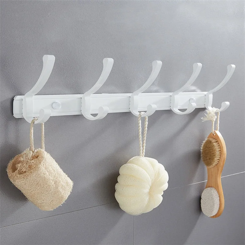 Wall Mounted Aluminium Alloy Hooks Coat Hanger Household Wall Hanger for Towel Bag Clothes White