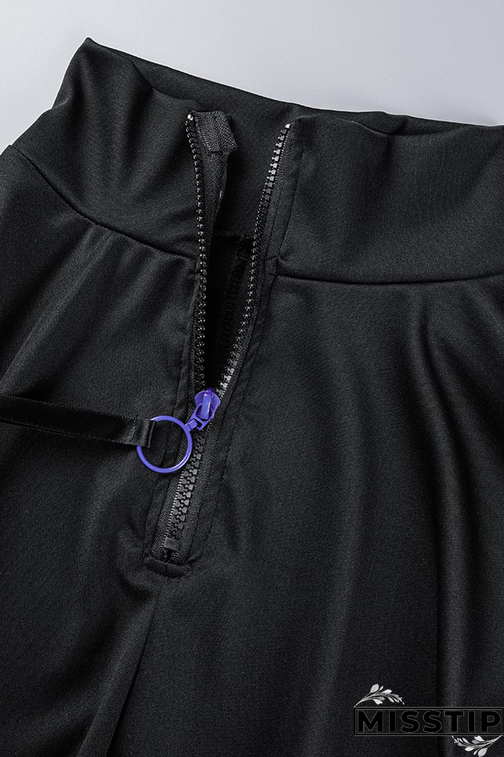 Pink Street Solid Hollowed Out Zipper Collar Long Sleeve Two Pieces