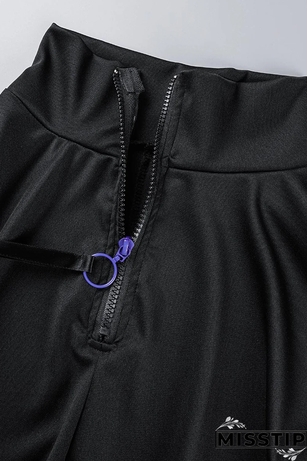 Pink Street Solid Hollowed Out Zipper Collar Long Sleeve Two Pieces