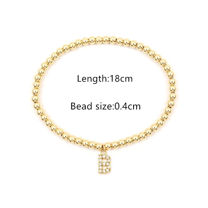 Copper Inlay Letter Zircon Bracelets