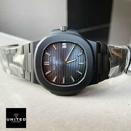 Patek Philippe Nautilus Black Case Blue Dial Replica side view