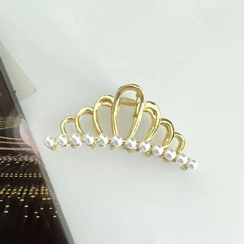 Metal Grab Clip Elegant Bow Hairpin Back Head Large Shark Clip French Pearl Clip Hair Accessories
