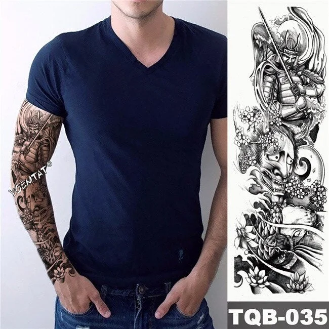 Large Arm Sleeve Tattoo Sketch Lion Tiger Waterproof Temporary Tatoo Sticker Wild Fierce Animal Men Full Bird Totem Tatto