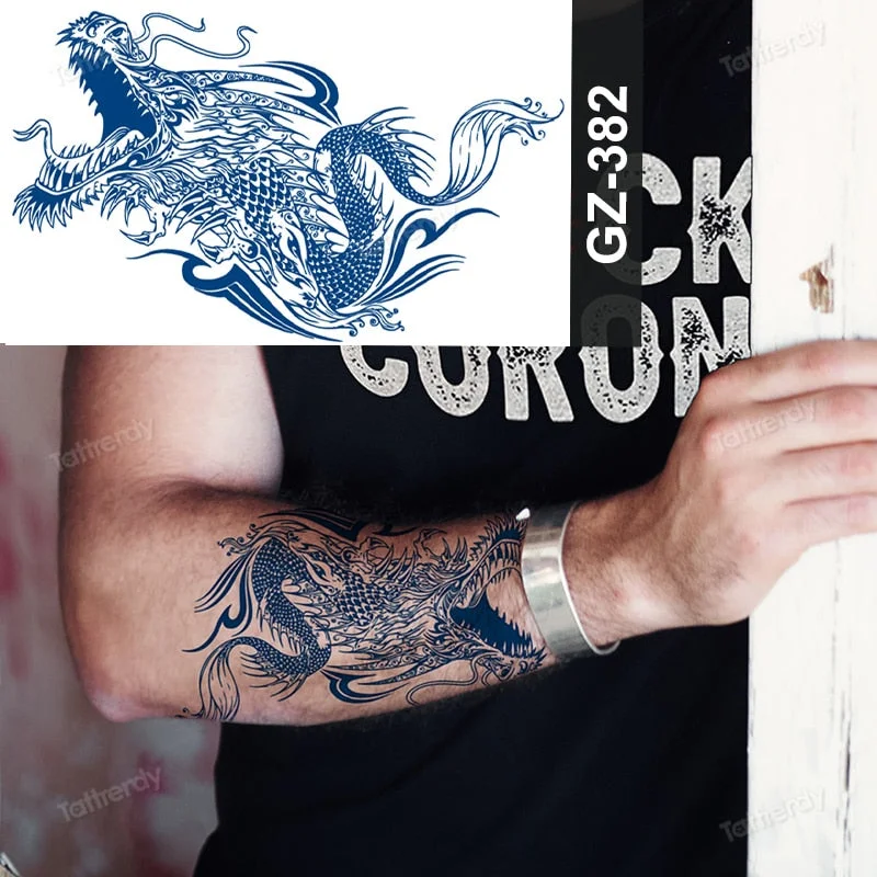 Juice Ink Lasting Waterproof Temporary Tattoo Sticker Dragon Snake Totem Tattoos Sun Wing Body Art Arm Fake Tatoo Women Men