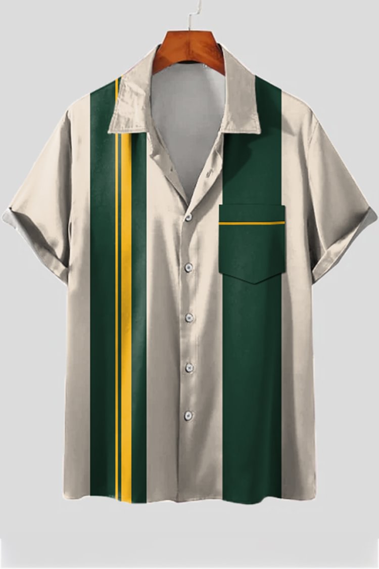 Light Grey Contrast Green Short Sleeve Shirt
