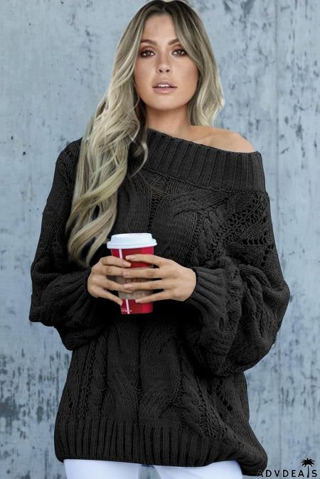 Black Chunky Oversized Pullover Sweater