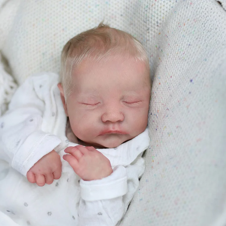  [Heartbeat💖 & Sound🔊] 20" Newborn Lifelike Eyes Closed Baby Doll Boy Daluby with Blonde Hair - Reborndollsshop®-Reborndollsshop®