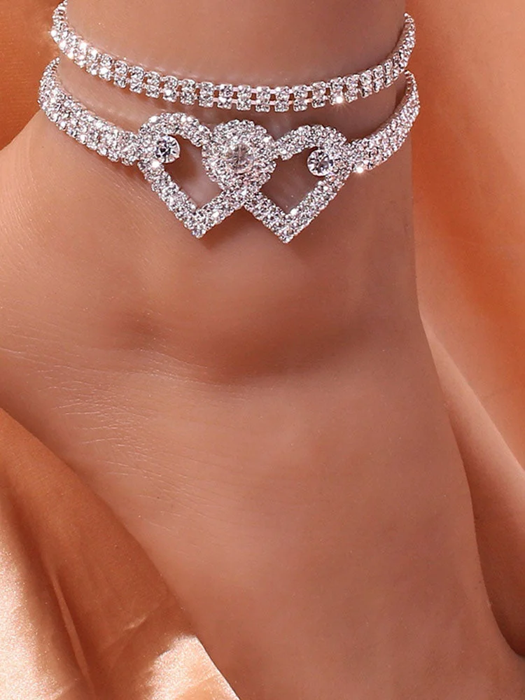 Heart Rhinestone Anklet shopify Stunahome.com