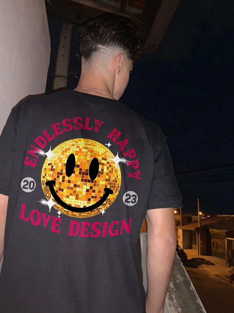 Endleddly Happy Love Design T-shirt