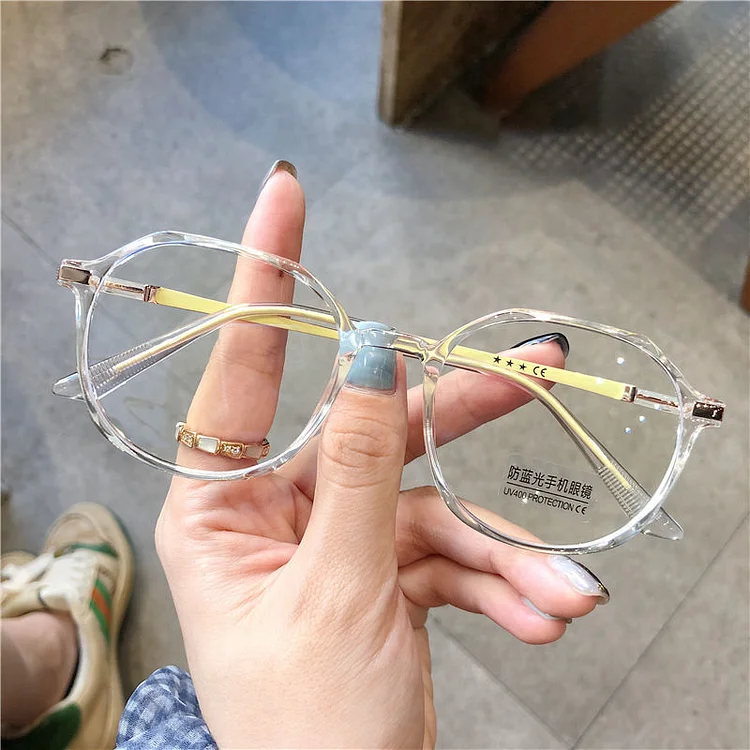 Blue Light Blocking Glasses Cute Anti Eye Strain Polygonal Frame Glasses For Reading Play Computer PR Sale