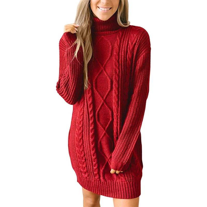 Wongn Wongn New Women's Long Sleeve Round Collar Dress Knit Jumper Sweater Women