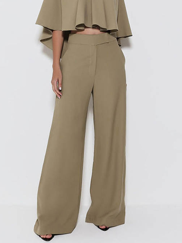 Loose Solid Color Split-Joint Suit Pants