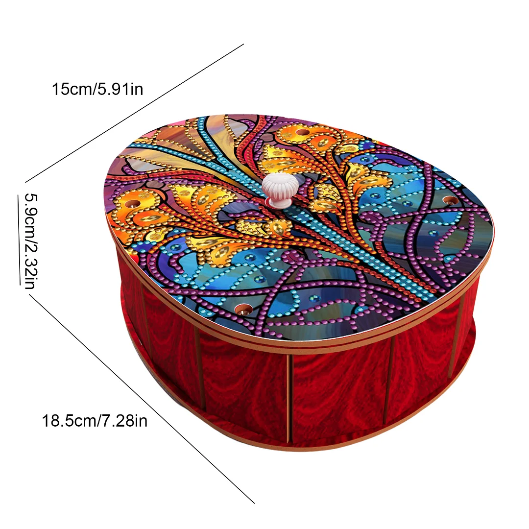 Flower DIY Diamond Art Crystal Painting Storage Box Egg-Shaped Wood Container