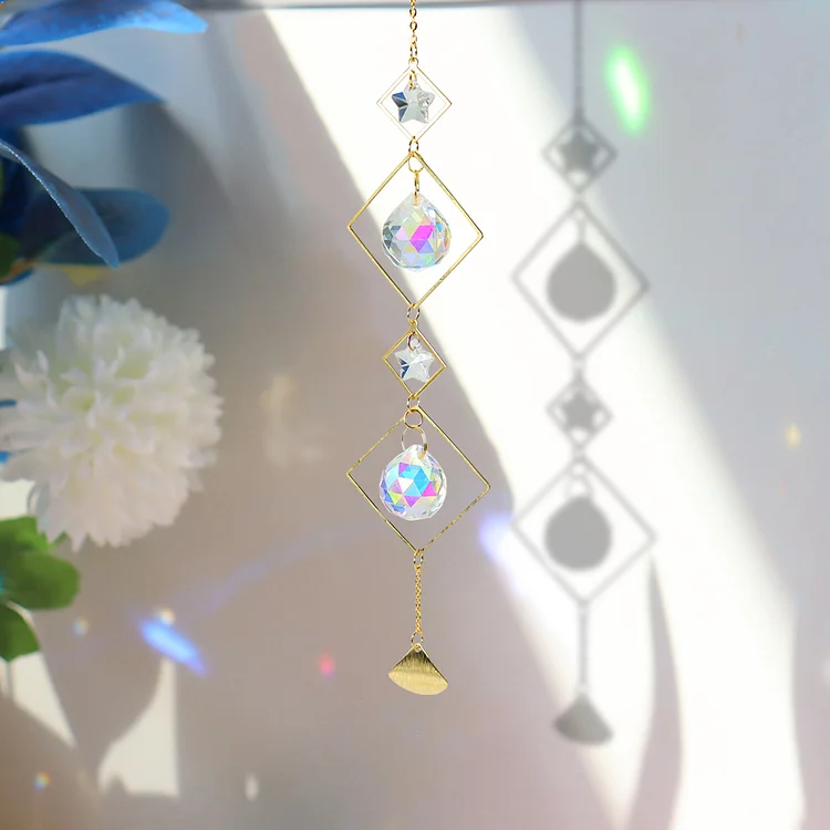 Moon Sun Ball Crystal Hanging Metal Pendant Rainbow Maker Home Garden Decor (22)