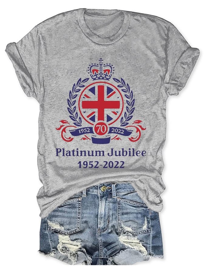 Women's Queen Elizabeth II Platinum Jubilee 2022 Print Csual T-Shirt