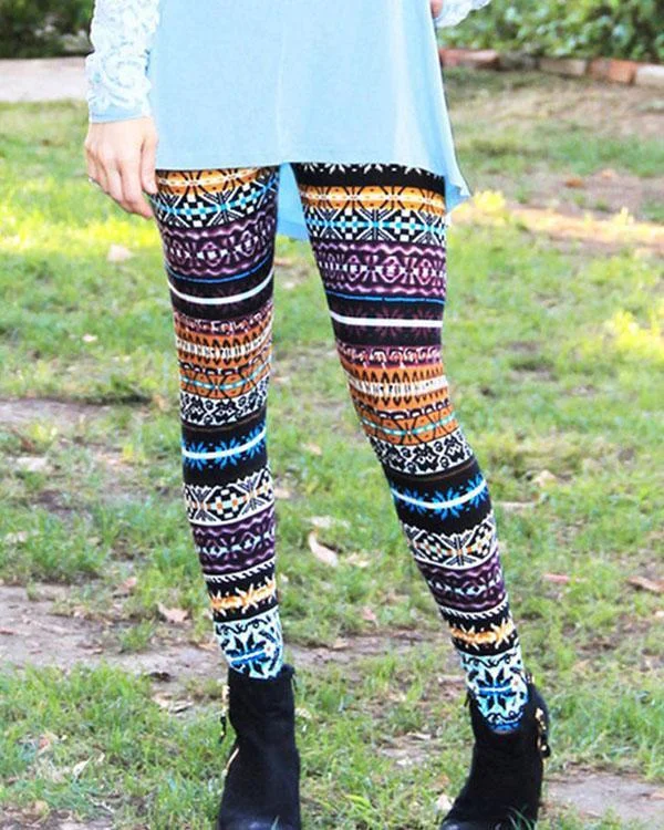 bohemian print leggings casual milk fabric pants p574338