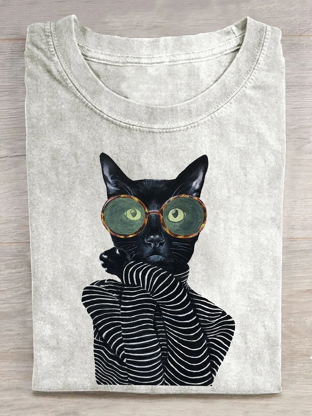 Cute Cat Art Print Casual T-Shirt