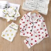 Baby Girl Fruit Pineapple Dot Print Long Sleeve Pajamas