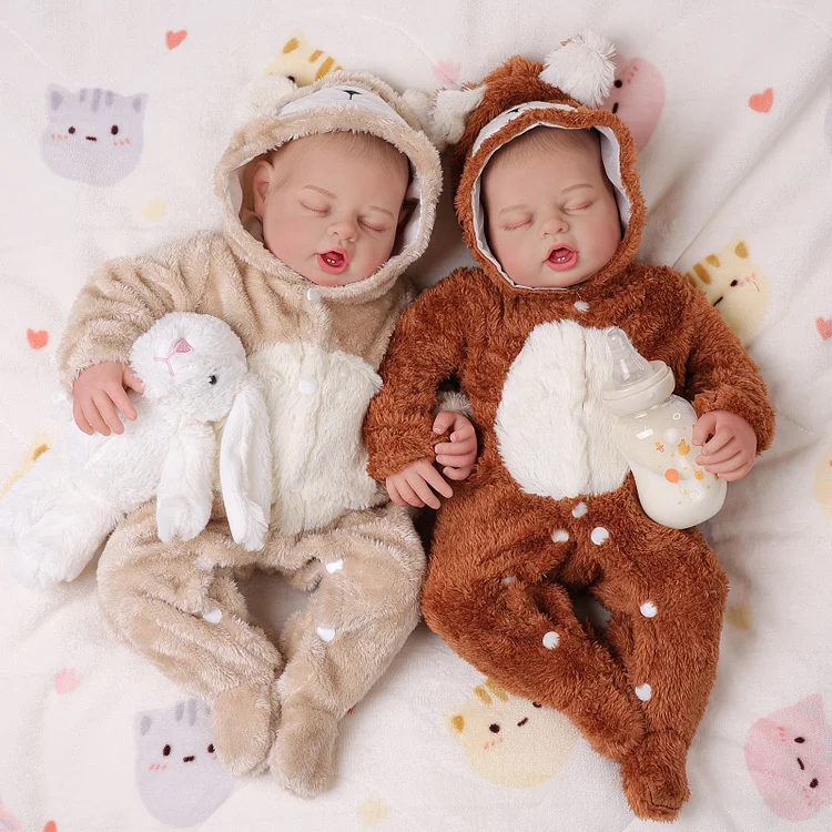 Babeside Bobo 20" Realistic Reborn Baby Dolls Adorable Boy Sleeping Soft And Lovely Twins With Heartbeat Coos And Breath
