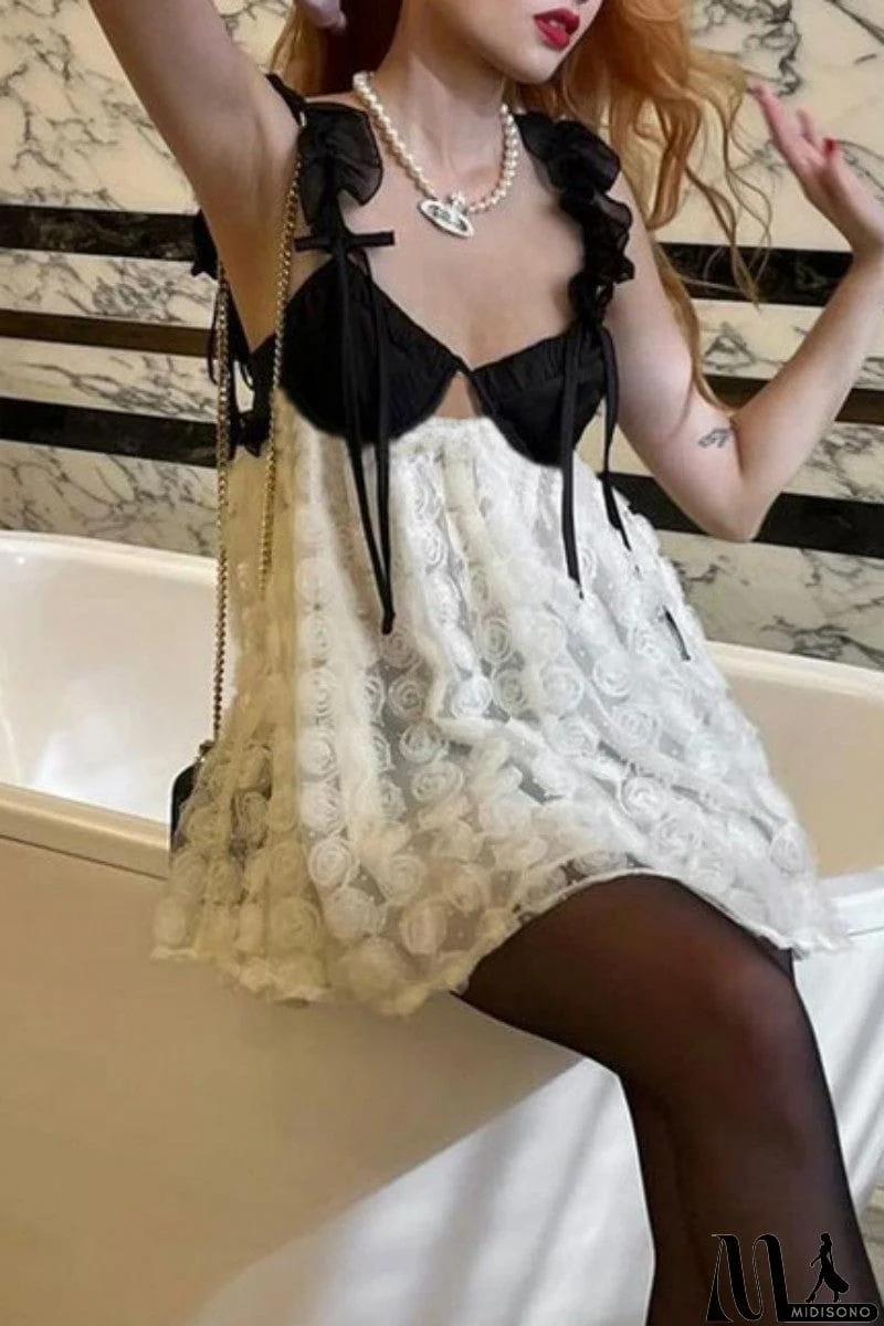 MidiSono - Sexy Patchwork Backless Spaghetti Strap Sleeveless Dress Dresses