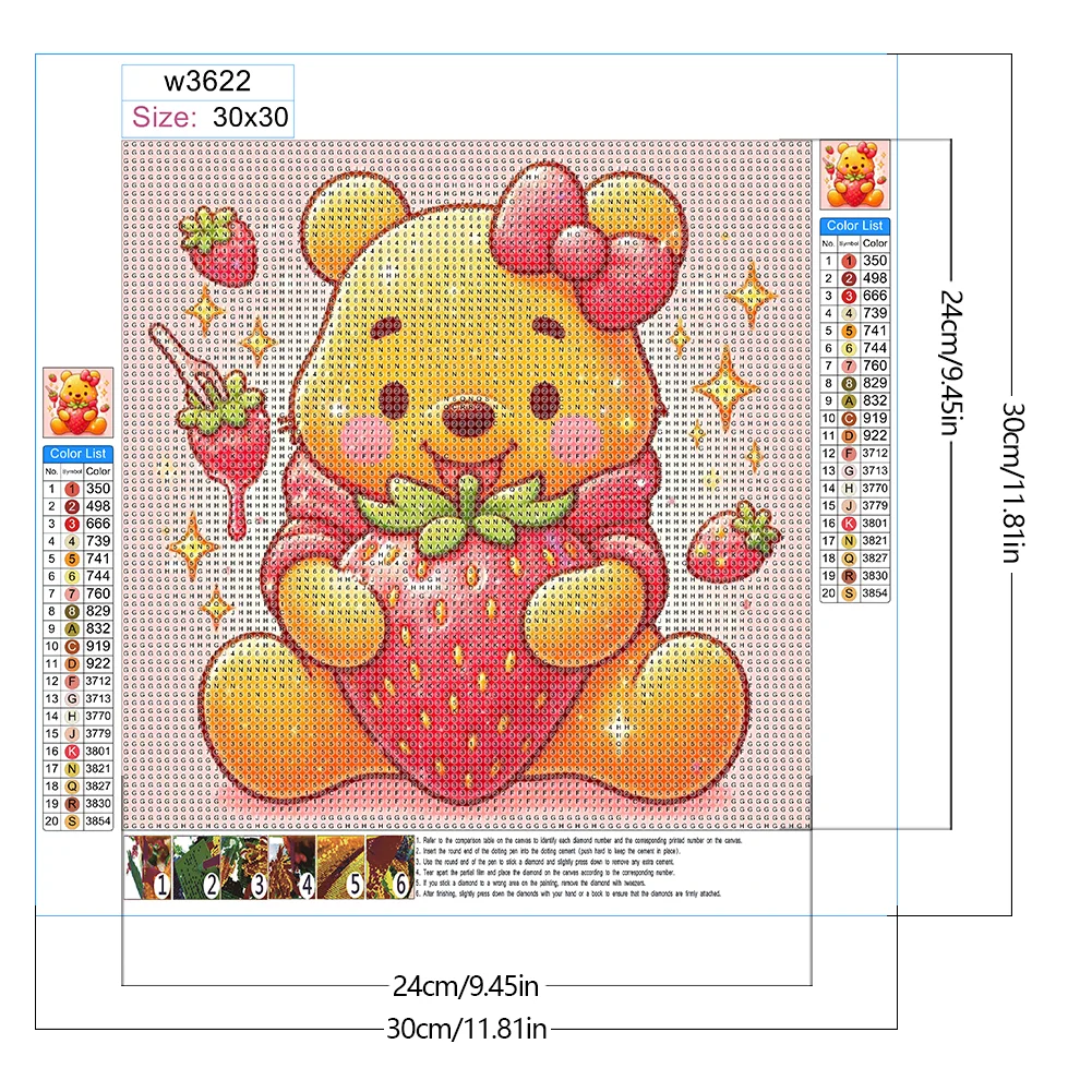 Full Round Diamond Painting 30*30cm - Winnie The Pooh And Strawberry