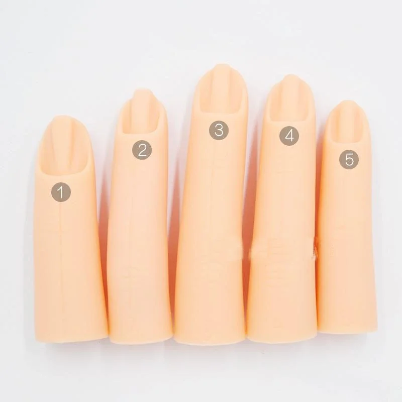 5Pcs/Set Fake Finger Nail Art Practice Training False Hand Model For UV Gel Polish Display Manicure Nail Tips Holder Salon Tools