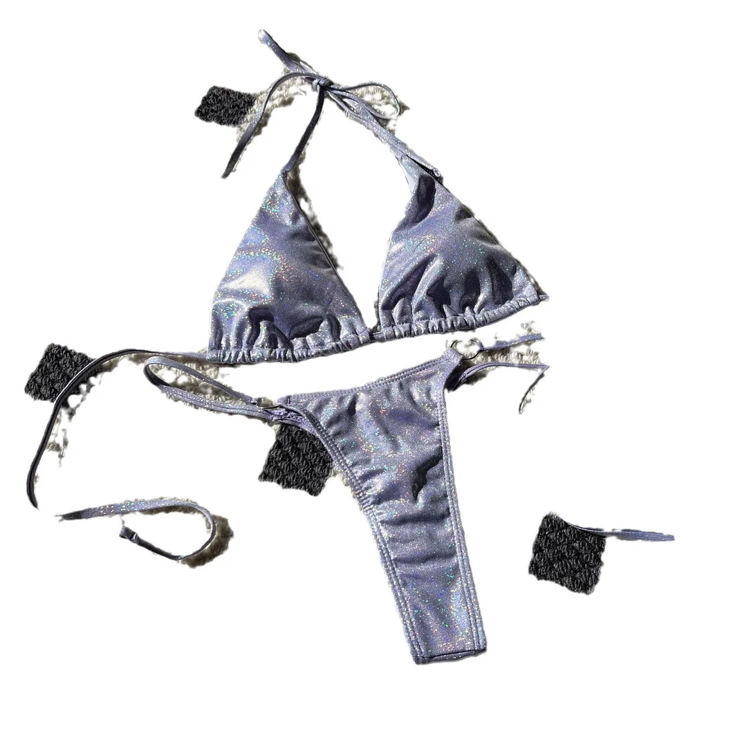 Uveng 2024 New Sexy T-Word Split Bright Crystal Bikini Bikini