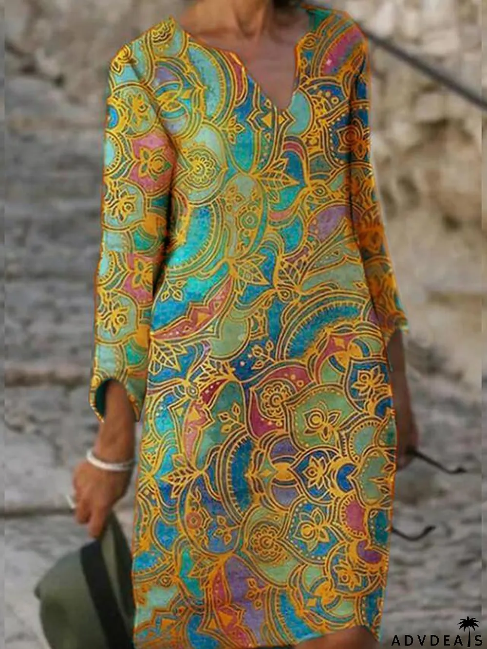 Women's Shift Dress Knee Length Dress Long Sleeve Print Fall Spring Casual Dress