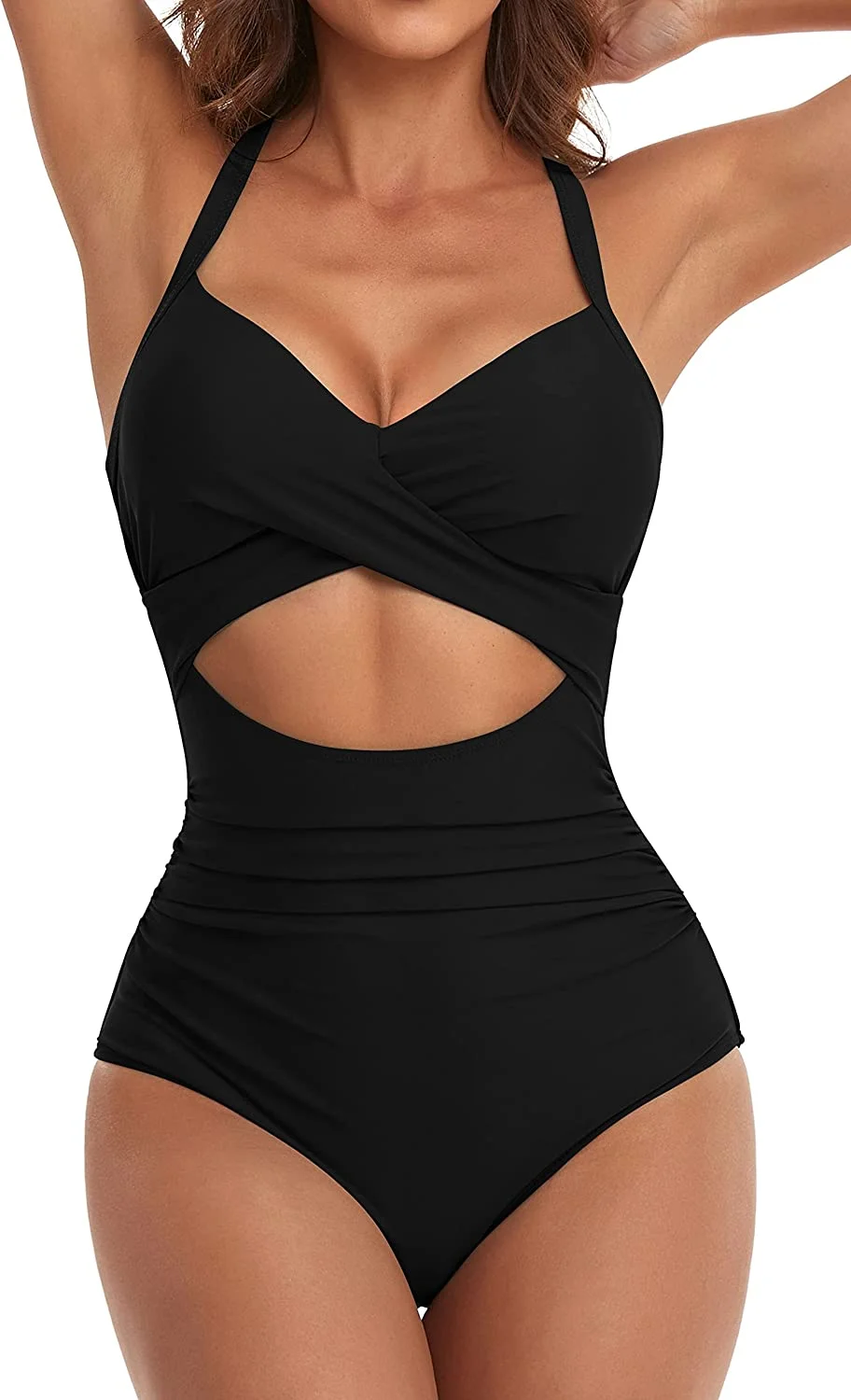 Front Cutout High Waisted One Piece Swimsuits
