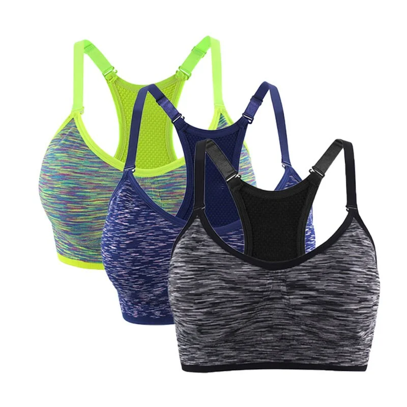 VEAMORS Quick Dry Fitness Sports Bra For Running Gym Seamless Wirefree Padded Underwear Shakeproof Push Up Yoga Bra Tops
