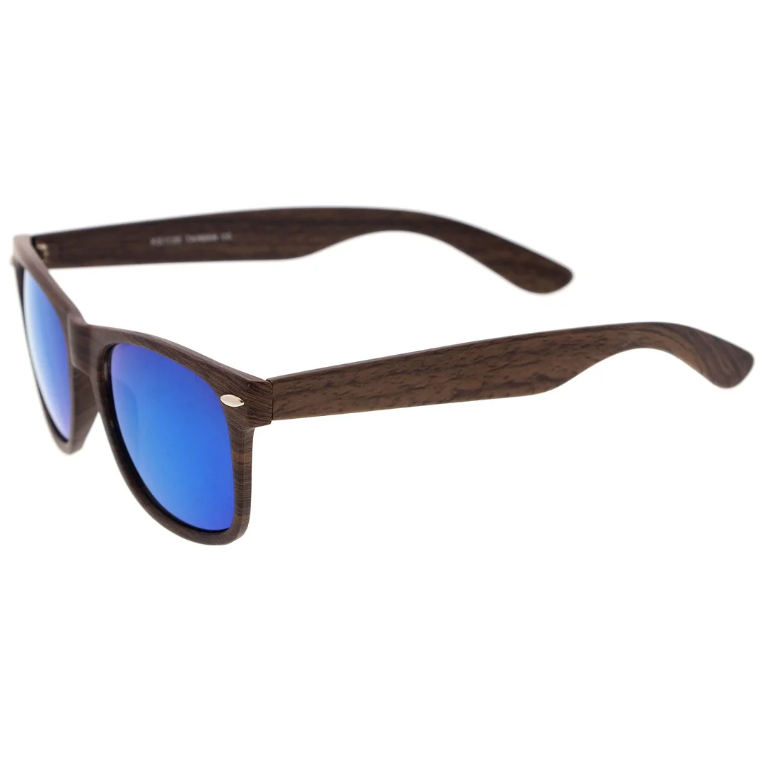 Classic Wood Printed Colored Mirror Square Lens Horn Rimmed glasses 54mm