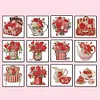 12pcs Flowers DIY Mini Round Diamond Painting Table Decor No Frame15x15cm