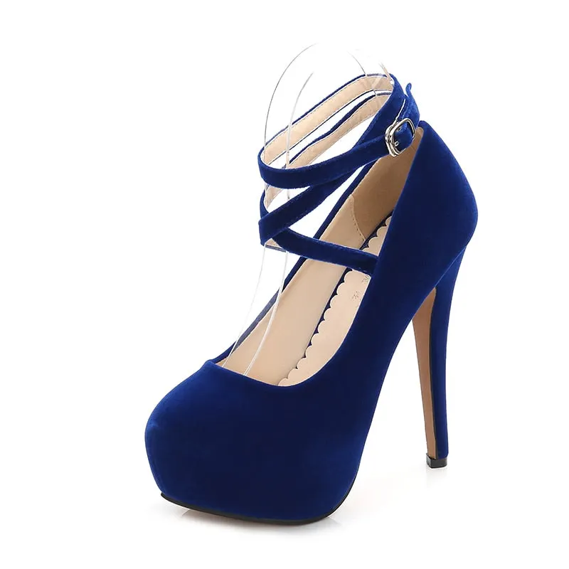 comemore Striptease High Heel Shoes on Platform Casual Blue Black Red Women Stilettos Dance Evening Party Pumps Large Size 44 46
