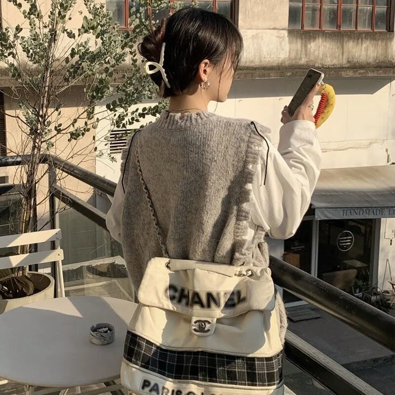 Sweater Vest Women Leisure Vintage Streetwear Asymmetrical Ribbon Design Fashion Ins Students All-match Outwear Korean Style New