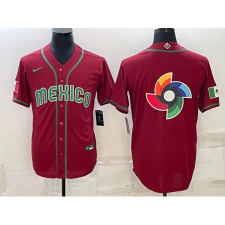 Men's Mexico Baseball 2023 Red World Baseball Big Logo Classic Stitched Jersey 4ECV