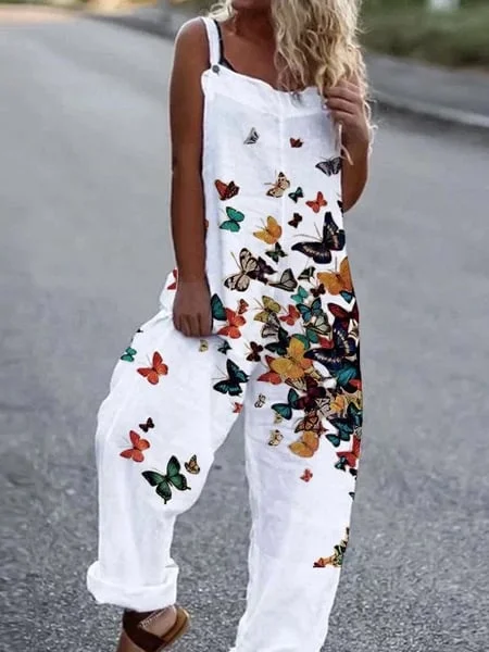 Printed casual cotton jumpsuit