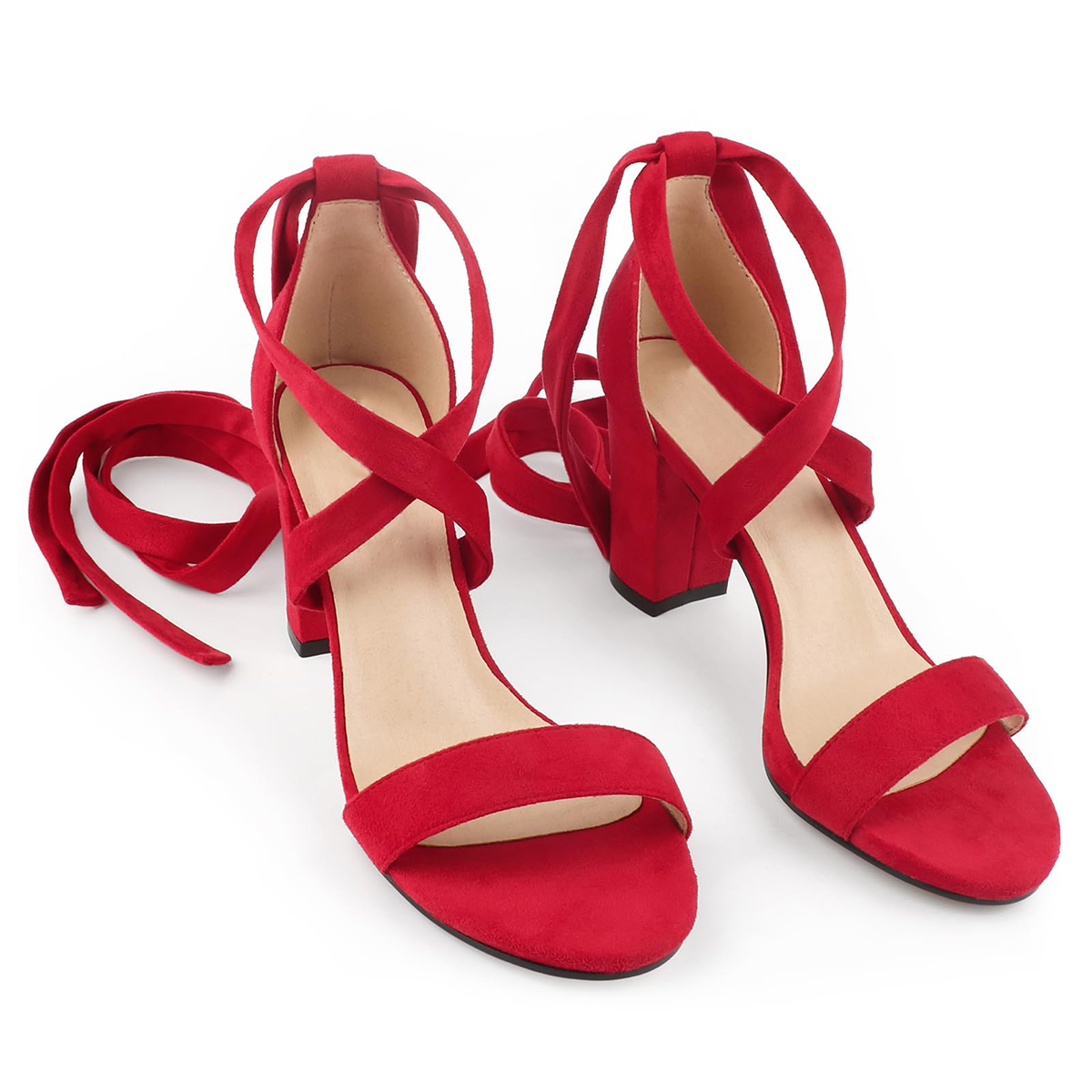 80mm Women's Chunky Heel Sandals  High Heels Open Toe Strappy Sandals-MERUMOTE