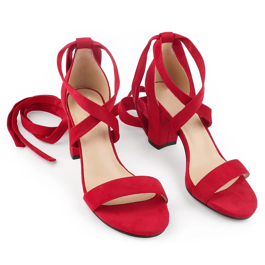 80mm Women's Chunky Heel Sandals  High Heels Open Toe Strappy Sandals-MERUMOTE