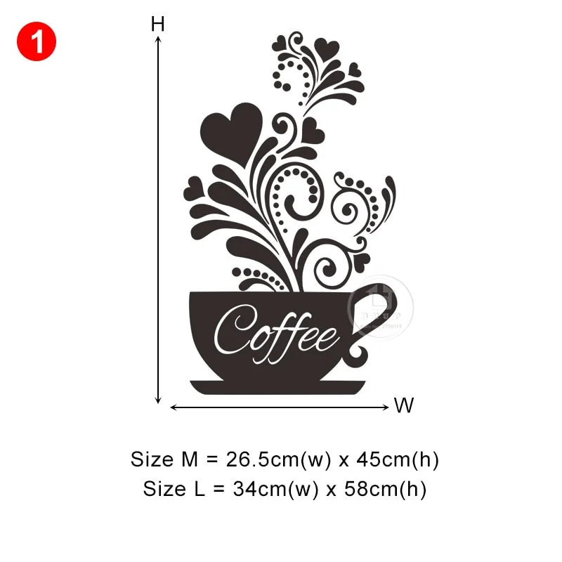 28 styles Coffee Wall Stickers for Kitchen Decorative Stickers Vinyl Wall Decals DIY Stickers Home Decor Dining Room Shop Bar