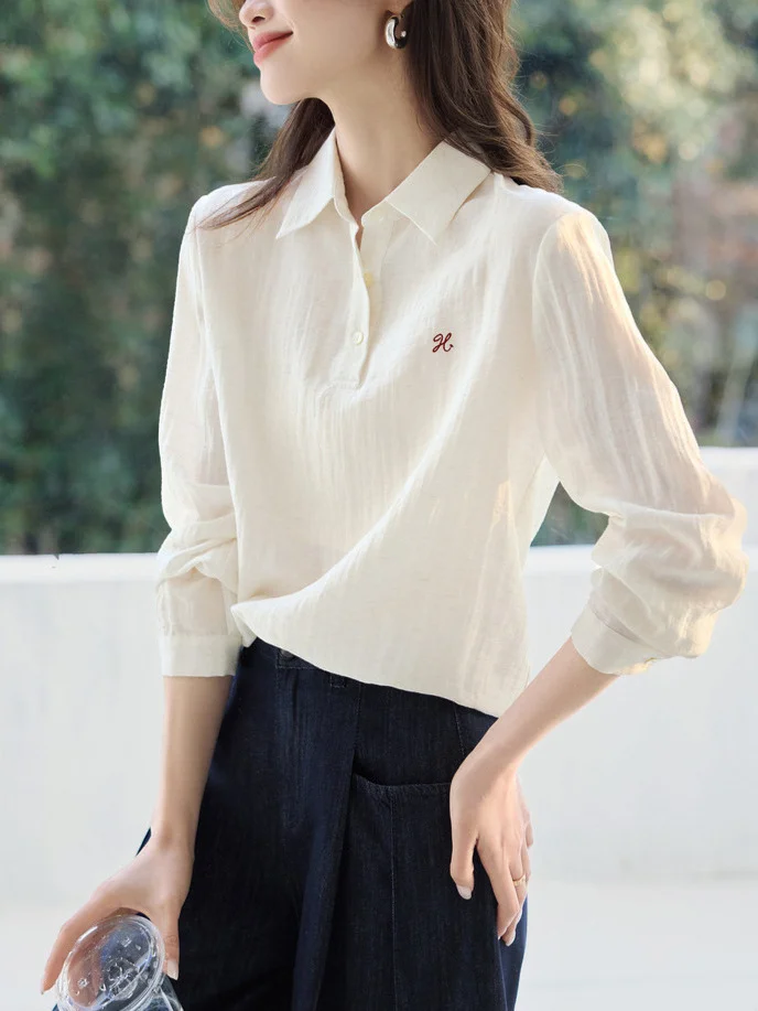 Athvotar Athvotar Temperament With Light And Thin Long-Sleeved Casual Shirts In The Spring Of 2025 New Basic Classic Commuter Shirts To Reduce The Age And Thin