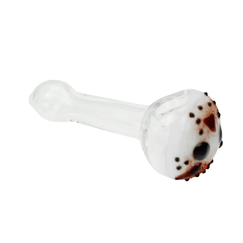 White glass hand pipe with animal head shape