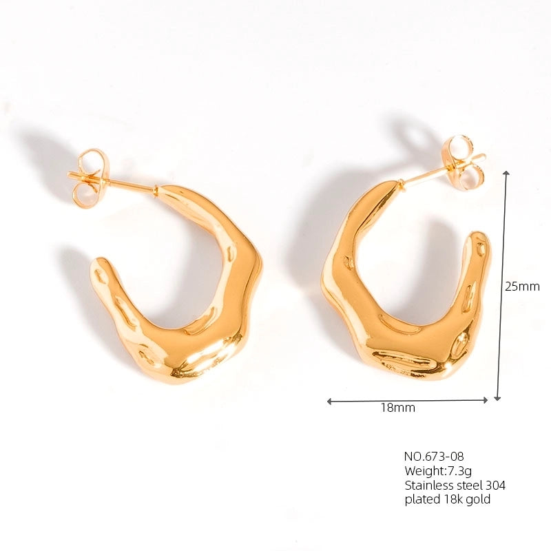 1 Pair Casual Modern Style Classic Style U Shape Geometric 304 Stainless Steel Titanium Steel 18K Gold Plated Earrings