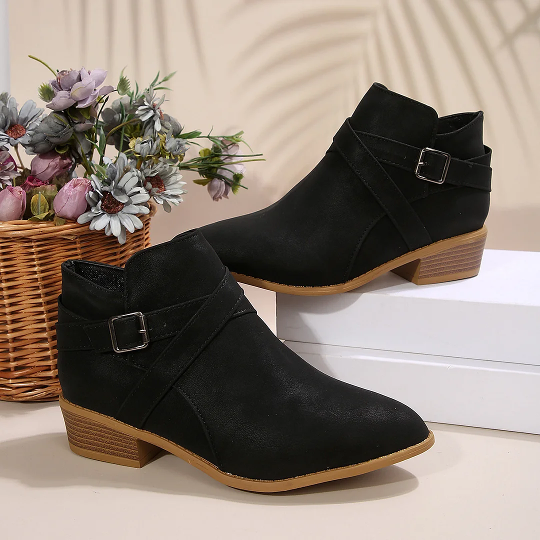 Yyvonne Autumn And Winter New Large-Size Tip Side Zipper Fashion Comfortable Short Boots Women 36-43