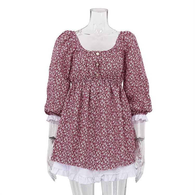 Ootddress Printed Off-Shoulder Ruffled Mini Dress For women Square Collar Fashion Casual Elegant Party Dress Evening Mini Dress 2025